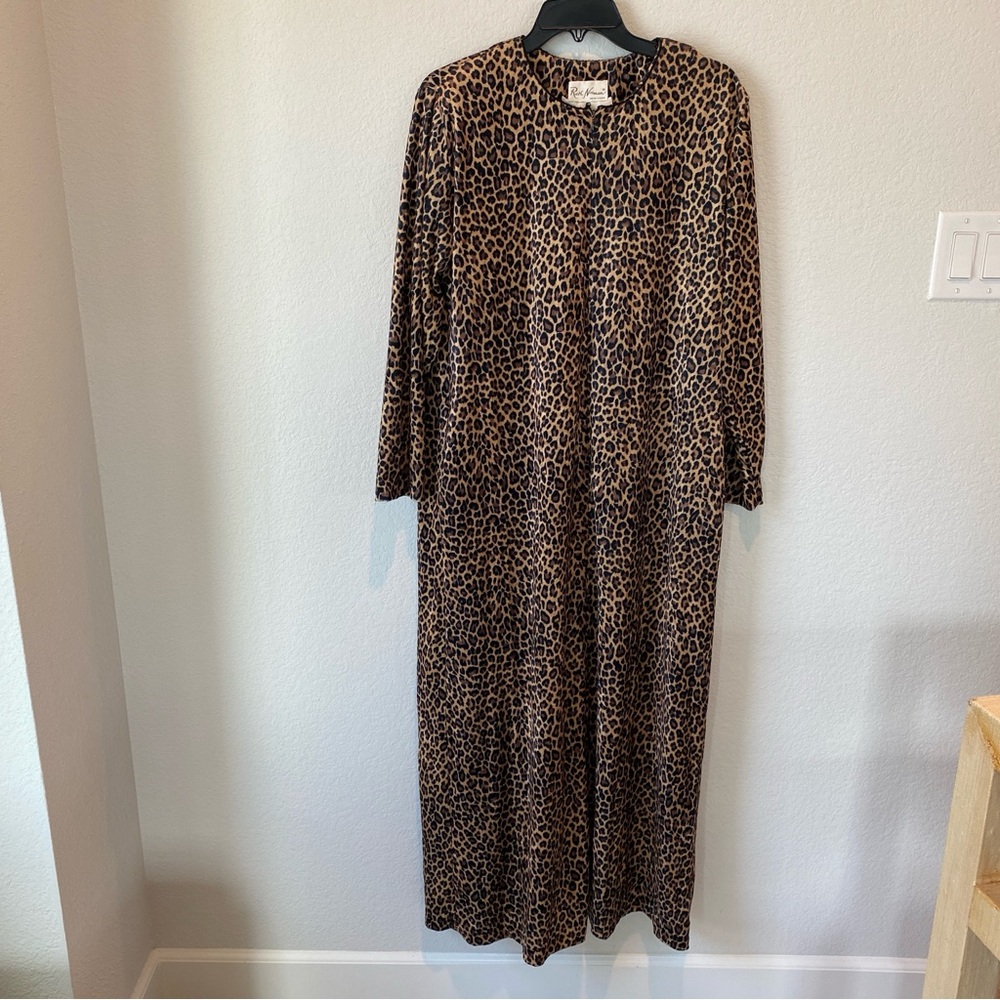 Ruth Norman Saks Fifth Avenue Vintage 80’s Cheetah Print 1/2 Zip Caftan